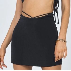 Princess Polly Maisie Black Tie Waist Mini Skirt